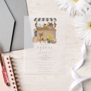 Invitations En Vélin Marché de fleurs de mariage sous la pluie avec une