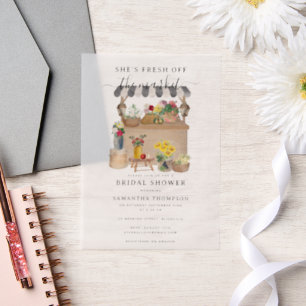 Invitations En Vélin Marché de fleurs de paysan à l'aquarelle pour une 