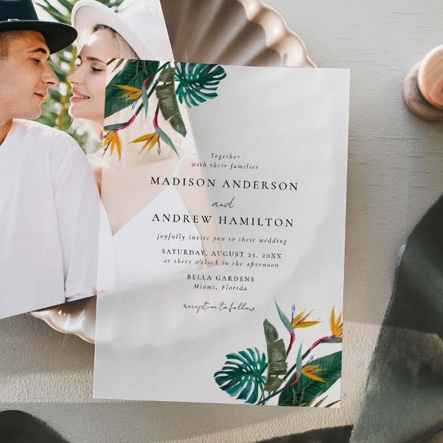 Invitations En Vélin Mariage à l'aquarelle Oiseau de Paradis (Créateur téléchargé)