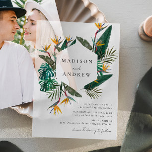Invitations En Vélin Mariage à l'aquarelle Oiseau de Paradis