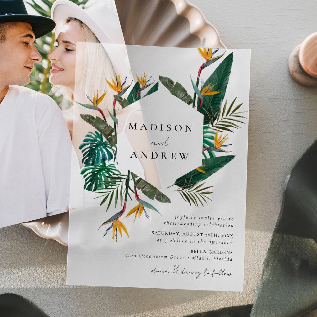 Invitations En Vélin Mariage à l'aquarelle Oiseau de Paradis (Créateur téléchargé)