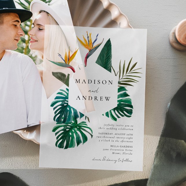 Invitations En Vélin Mariage à l'aquarelle Oiseau de Paradis (Créateur téléchargé)