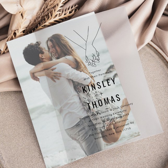 Invitations En Vélin Mariage à main détendue minimaliste (Créateur téléchargé)