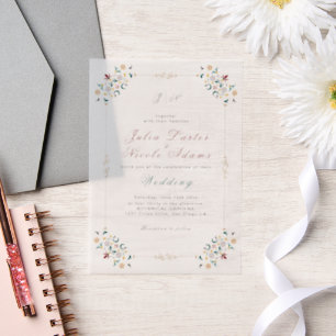 Invitations En Vélin Mariage à motif classique complexe de géométrie vi