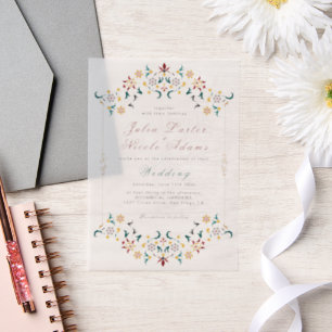 Invitations En Vélin Mariage à motif classique complexe de géométrie vi