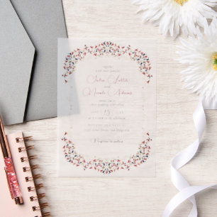 Invitations En Vélin Mariage Artistique Botanique Floral Paisley de Lux