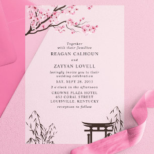 Invitations En Vélin Mariage asiatique à la fleur de cerisier japonaise