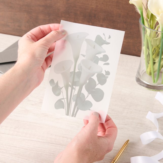 Invitations En Vélin Mariage aux lys calla blancs (Ordinateur de poche)