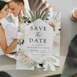 Invitations En Vélin Mariage Bohème Neutre Floral Tropical Enregistrez