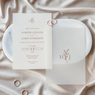 Invitations En Vélin Mariage botanique minimal