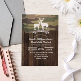 Invitations En Vélin Mariage Camouflage Rustique Western La Chasse est 