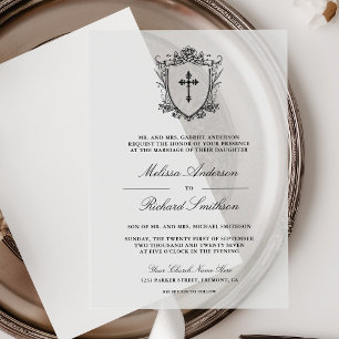 Invitations En Vélin Mariage catholique noir de Victoria