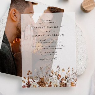 Invitations En Vélin Mariage champêtre automnal avec fleurs de prairie