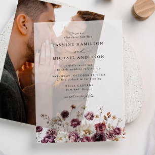 Invitations En Vélin Mariage champêtre automnal dans une prairie fleuri