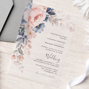 Invitations En Vélin Mariage d'aquarelle à script rose