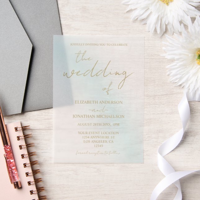 Invitations En Vélin Mariage d'aquarelle bleu (Mariage)