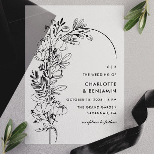 Invitations En Vélin Mariage d'arc minimaliste de la Botanique Noire