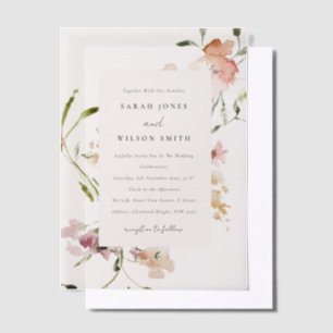 Invitations En Vélin Mariage de cadre floral à mousse souple