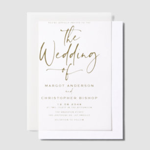 Invitations En Vélin Mariage de calligraphie lettres main or