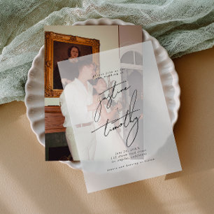 Invitations En Vélin Mariage de calligraphie minimaliste moderne