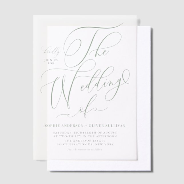 Invitations En Vélin Mariage de calligraphie solaire (Compenser)
