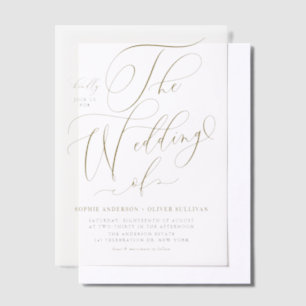 Invitations En Vélin Mariage de calligraphie Whimsical Or