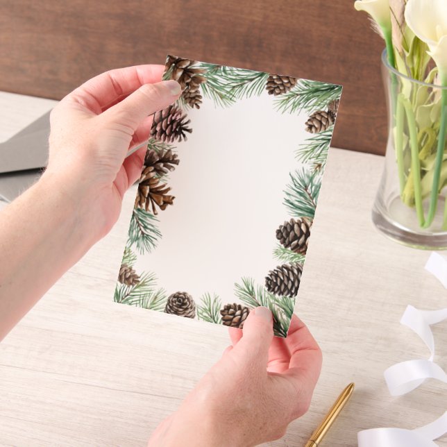 Invitations En Vélin Mariage de cône de pin d'hiver rustique (Ordinateur de poche)