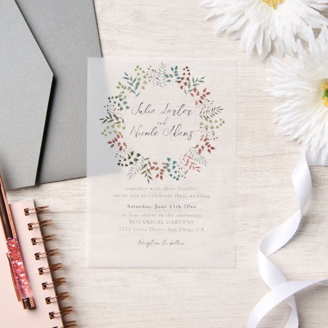 Invitations En Vélin Mariage de couronne Feuille vert Eucalyptus Botani (Mariage)