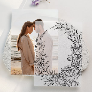 Invitations En Vélin Mariage de couronnes à revêtement floral noir clas