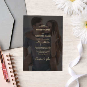 Invitations En Vélin Mariage de couverture photo Black Gold moderne