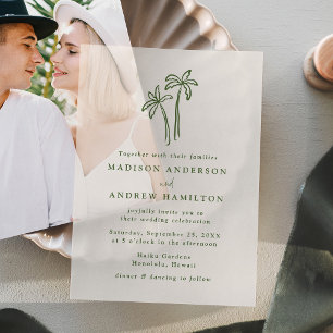 Invitations En Vélin Mariage de crème pour palmiers à main moderne