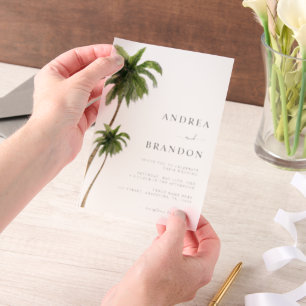 Invitations En Vélin Mariage de Destination Tropicale sous les Palmiers