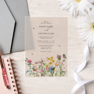 Invitations En Vélin Mariage de Fleur sauvage d'aquarelle Jardin & Inse