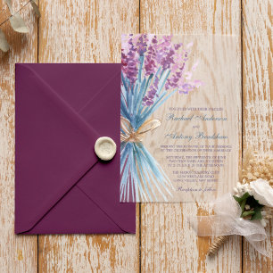 Invitations En Vélin Mariage de fleurs de lavande aquarelle
