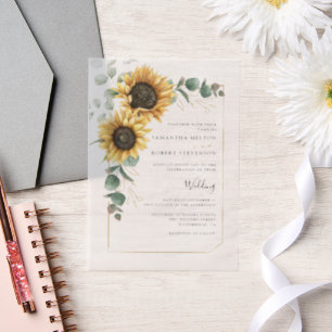 Invitations En Vélin Mariage de fleurs de tournesol