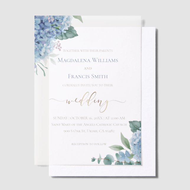 Invitations En Vélin Mariage de fleurs d'Hydrangea (Compenser)