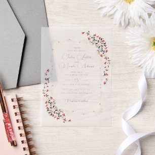 Invitations En Vélin Mariage de Luxe Artistique Botanique Floral Paisle
