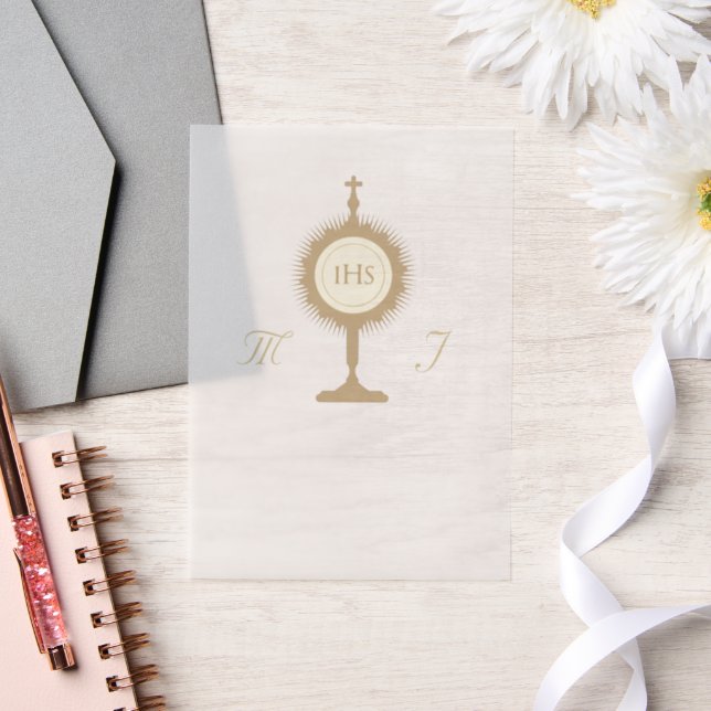 Invitations En Vélin Mariage de monogramme catholique (Mariage)