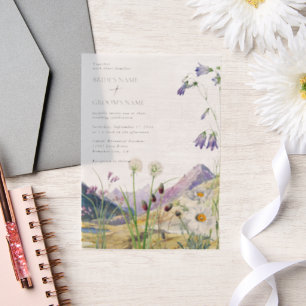 Invitations En Vélin Mariage de montagne Rustique Fleur sauvage aquarel