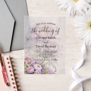 Invitations En Vélin Mariage de pivoine de couleur aquarelle