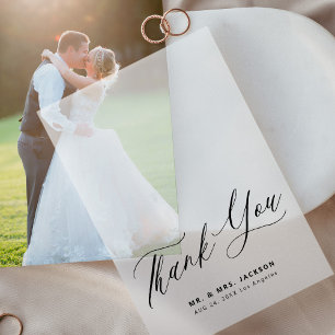 Invitations En Vélin Mariage de script simple et élégant merci superpos