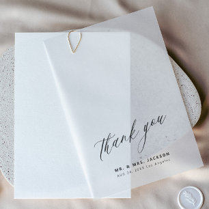 Invitations En Vélin Mariage de script simple minimaliste merci superpo