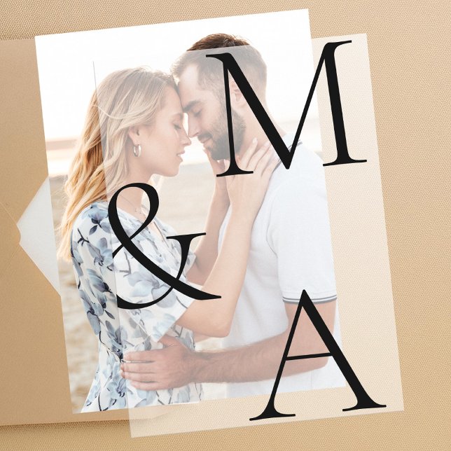 Invitations En Vélin Mariage de superposition minimaliste moderne (Créateur téléchargé)