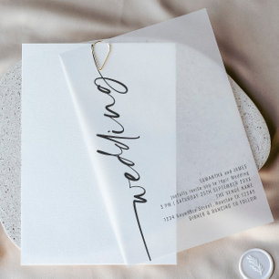 Invitations En Vélin Mariage de texte noir de calligraphie pivotée