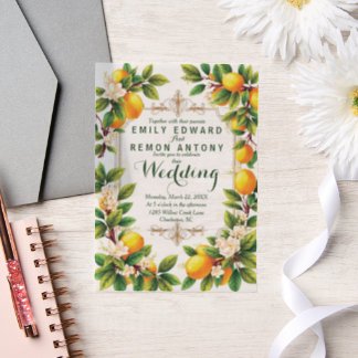 Invitations En Vélin Mariage d'élégance d'été méditerranéen