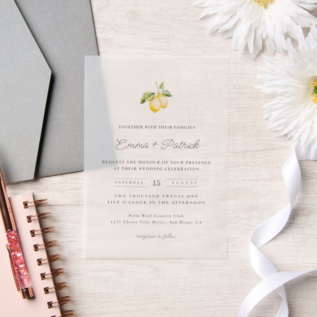 Invitations En Vélin Mariage d'été classique Citrus Lemon (Mariage)