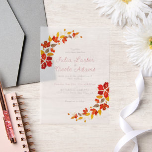 Invitations En Vélin Mariage d'hibiscus tropicaux d'Orange brulé