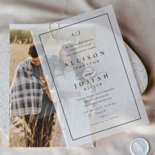 Invitations En Vélin Mariage Élégant avec Superposition Noir et Blanc
