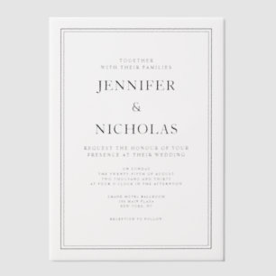 Invitations En Vélin Mariage Élégant Classique Formel Noir Et Blanc