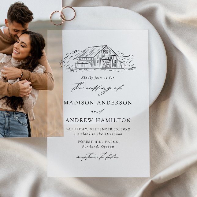 Invitations En Vélin Mariage Élégant et Rustique dans une Grange (Créateur téléchargé)